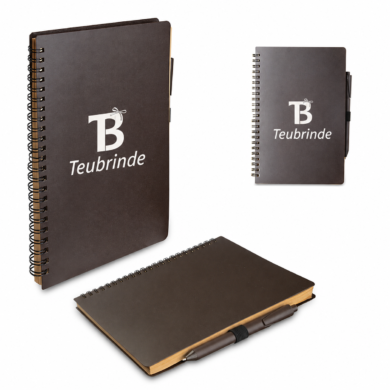 Kit escritório-Caderno e caneta de grãos de café e de PP misto e 1 Caneta material plástico e café